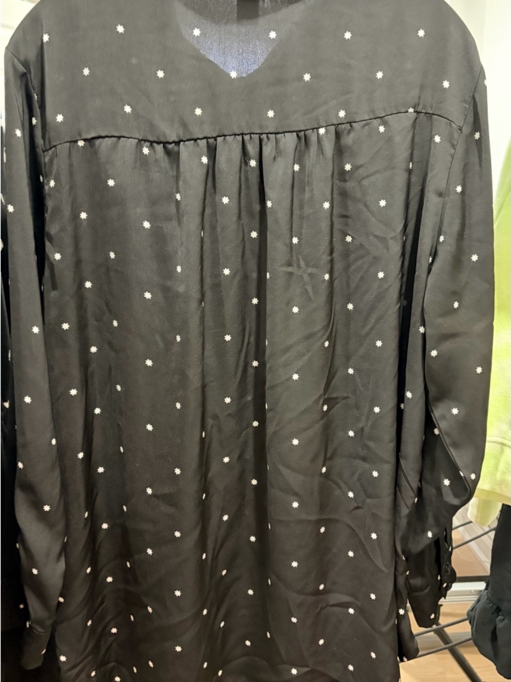 Old Navy Black Button-Down Shirt with White Star Dots - Picture 2 of 3
